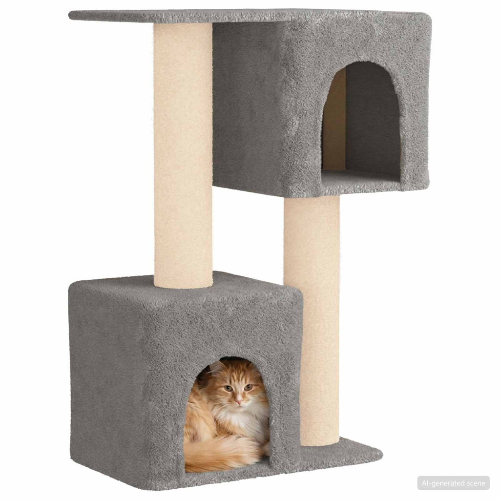 Katzennbaum mit Sisal-Kratzsäulen Hellgrau 114 cm