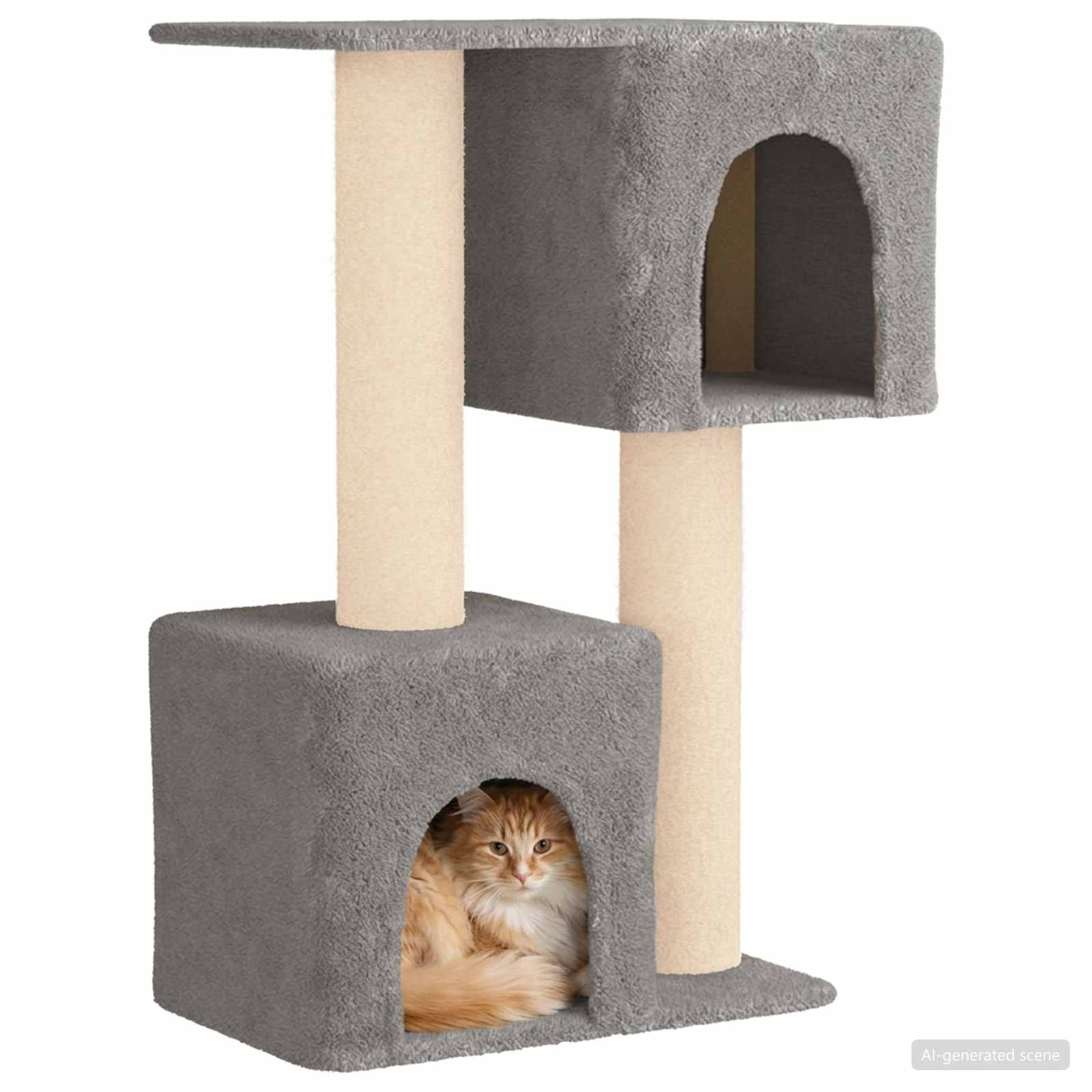 Katzennbaum mit Sisal-Kratzsäulen Hellgrau 114 cm