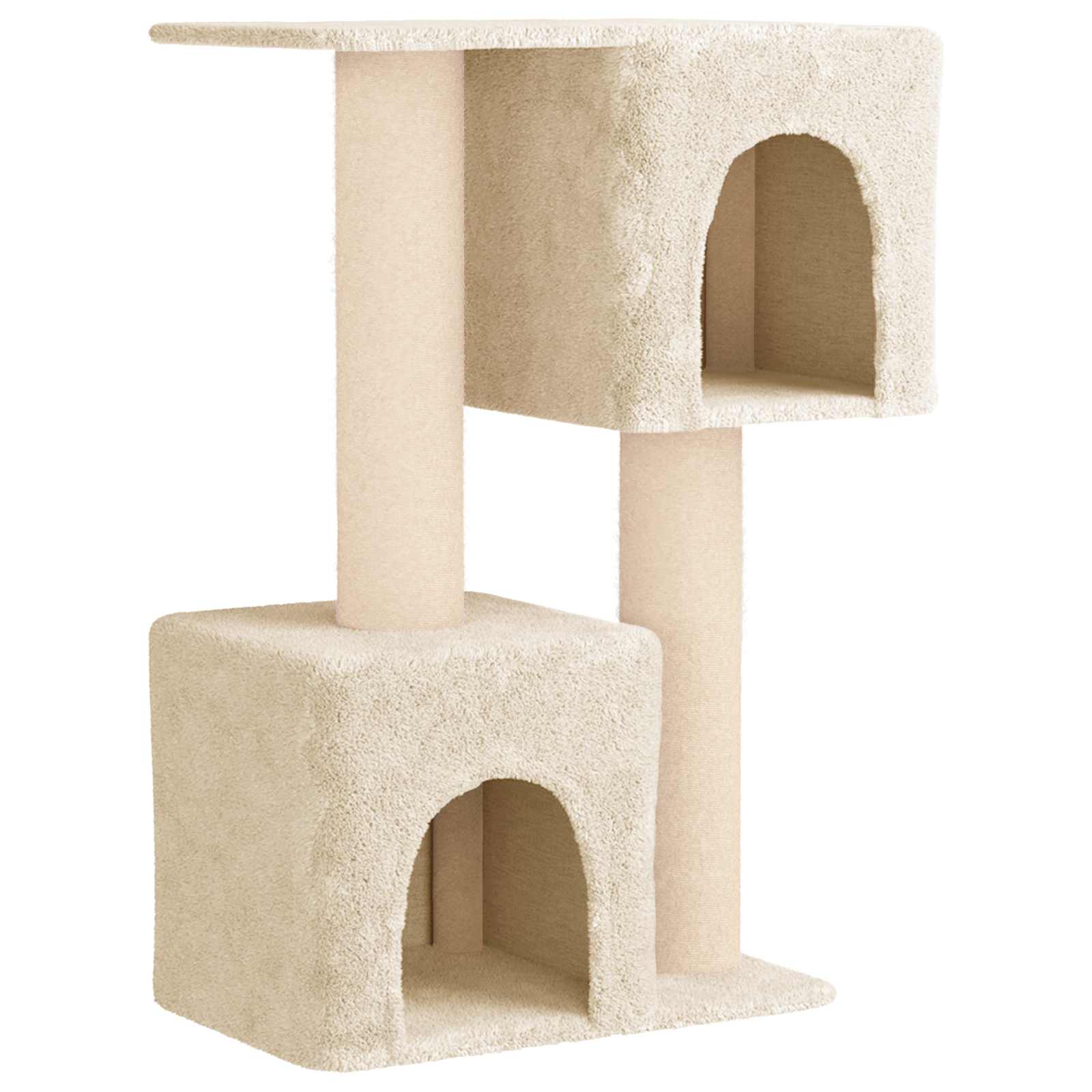 Katzennbaum mit Sisal-Kratzsäulen Creme 114 cm