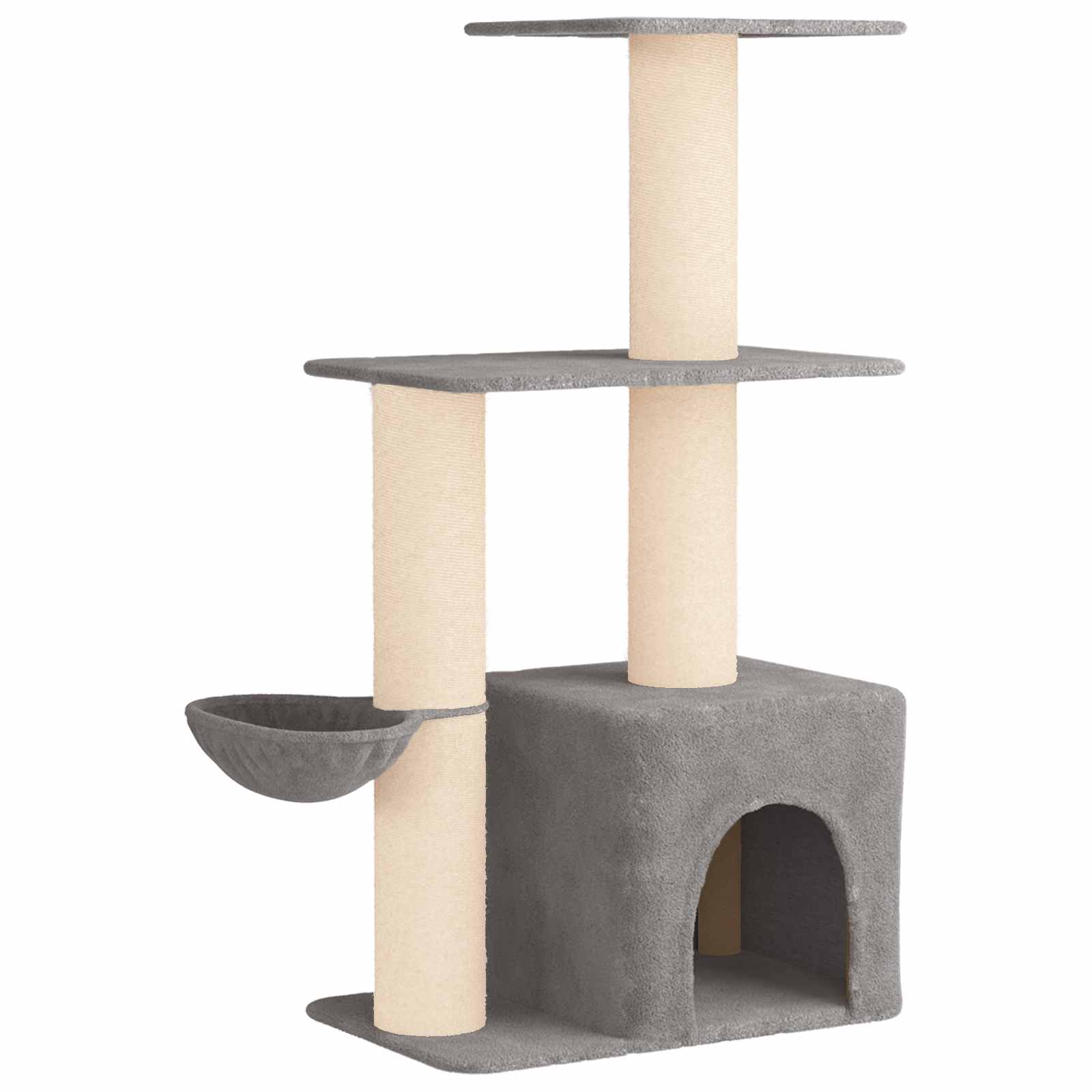 Katzennbaum mit Sisal-Kratzsäulen Hellgrau 133 cm