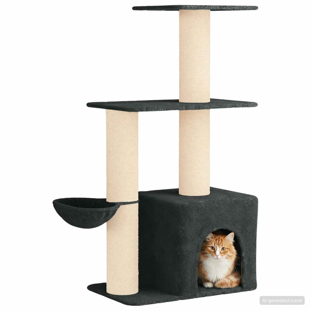 Katzennbaum mit Sisal-Kratzsäulen Dunkelgrau 133 cm