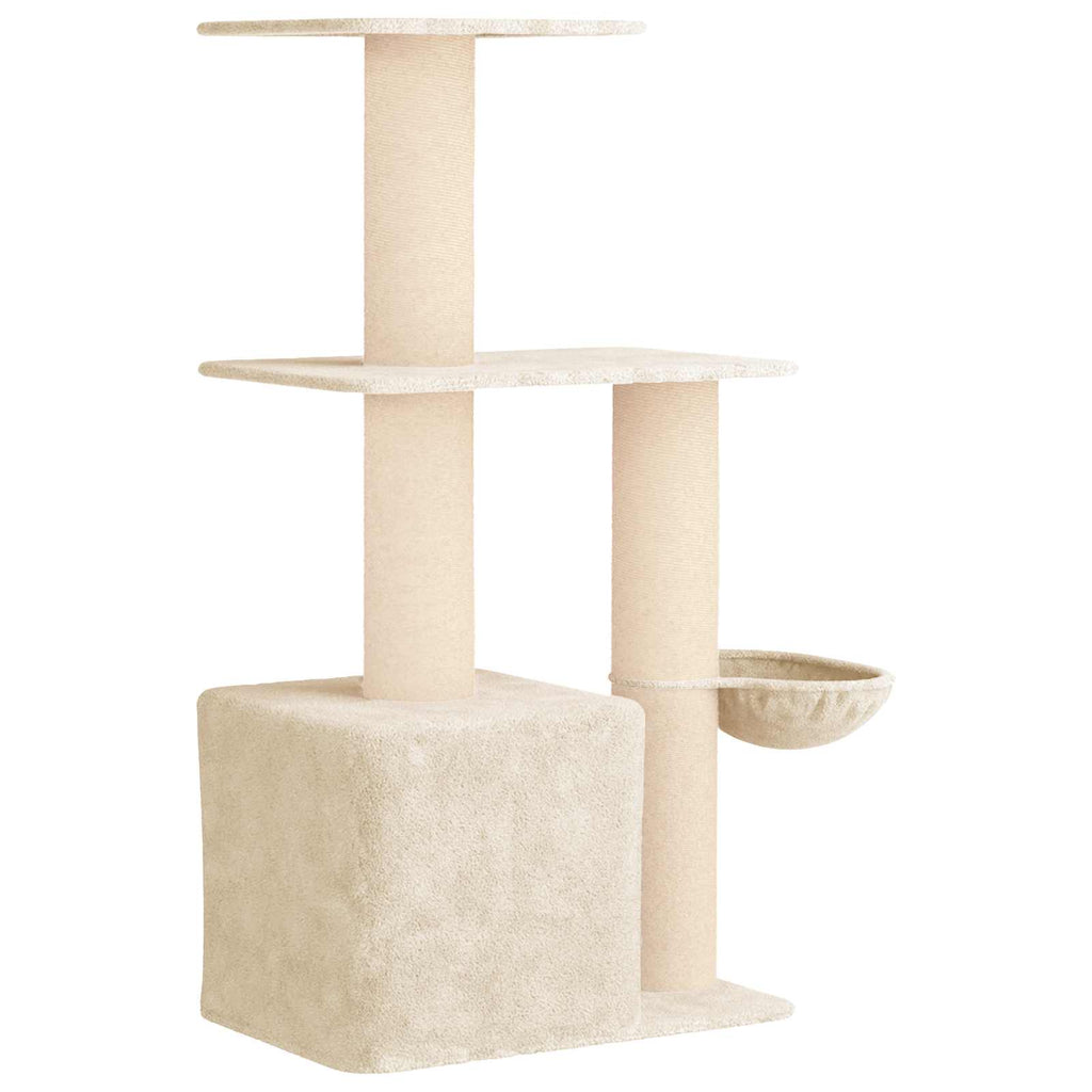 Katzennbaum mit Sisal-Kratzsäulen Creme 133 cm