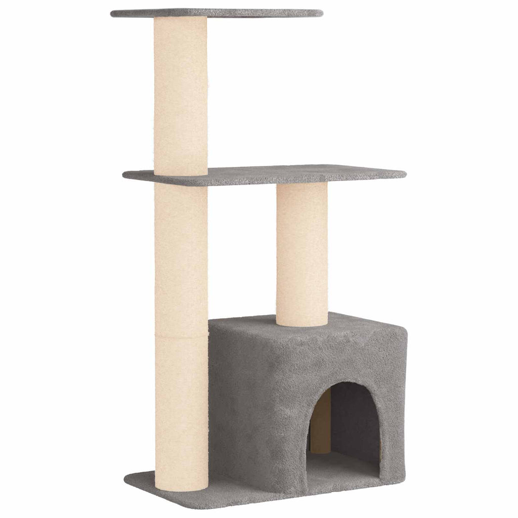 Katzennbaum mit Sisal-Kratzsäulen Hellgrau 133 cm