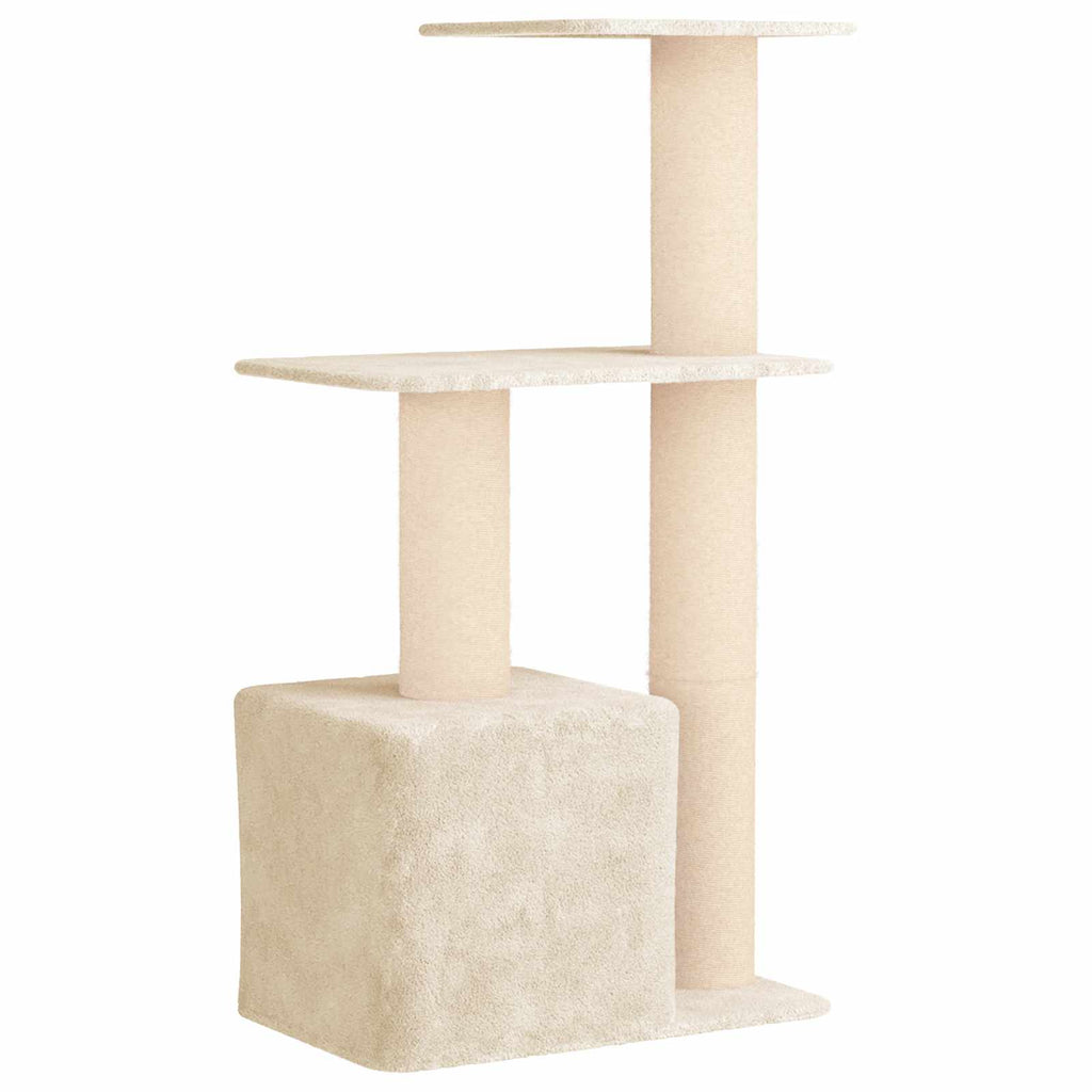 Katzennbaum mit Sisal-Kratzsäulen Creme 133 cm