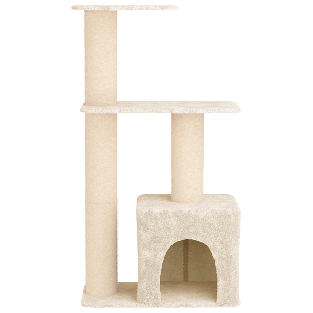 Katzennbaum mit Sisal-Kratzsäulen Creme 133 cm