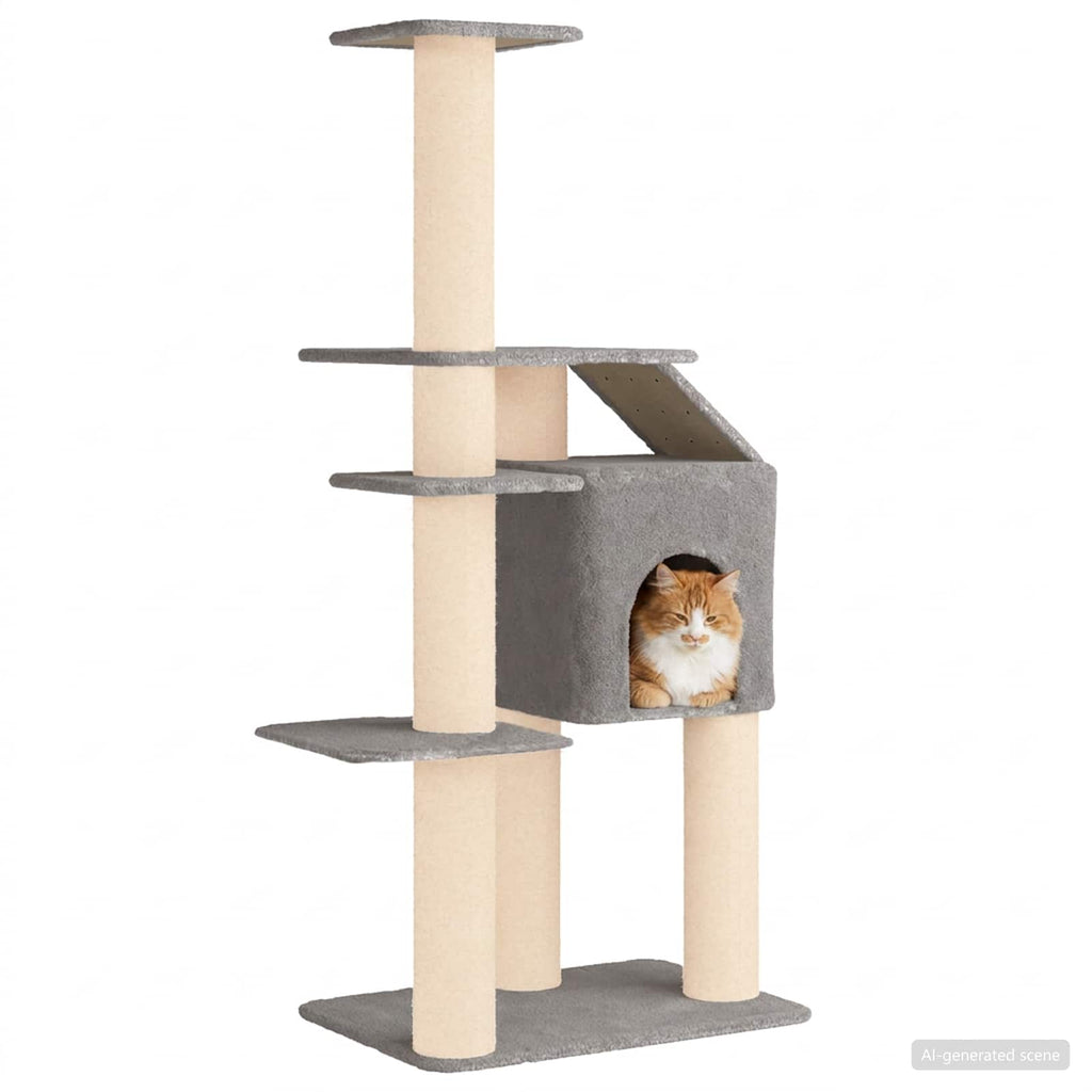 Katzennbaum mit Sisal-Kratzsäulen Hellgrau 183 cm