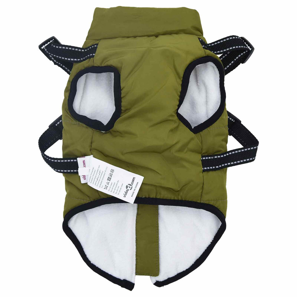 Hundemantel Olivegrün L24 Fleece und Polyester