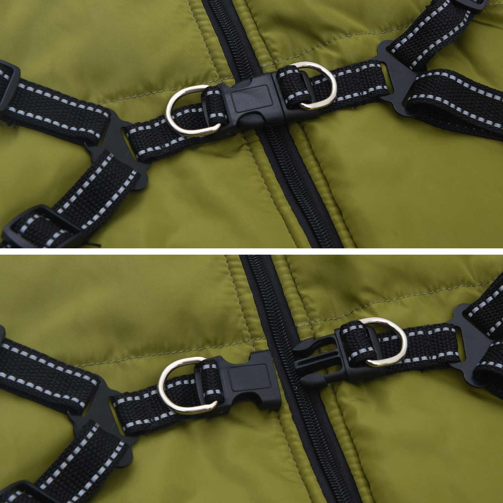 Hundemantel Olivegrün L44 Fleece und Polyester