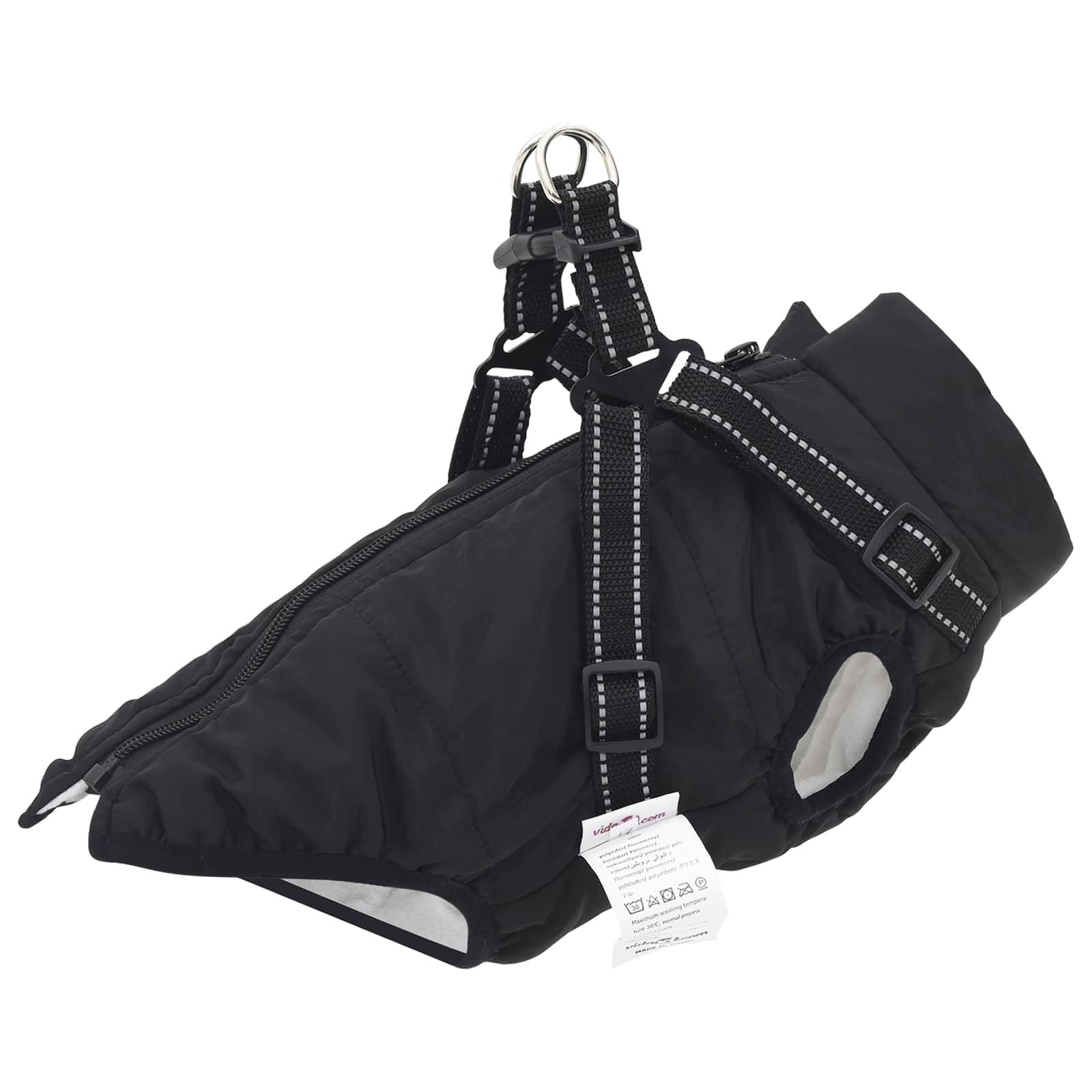 Hundemantel Schwarz L28 Fleece und Polyester