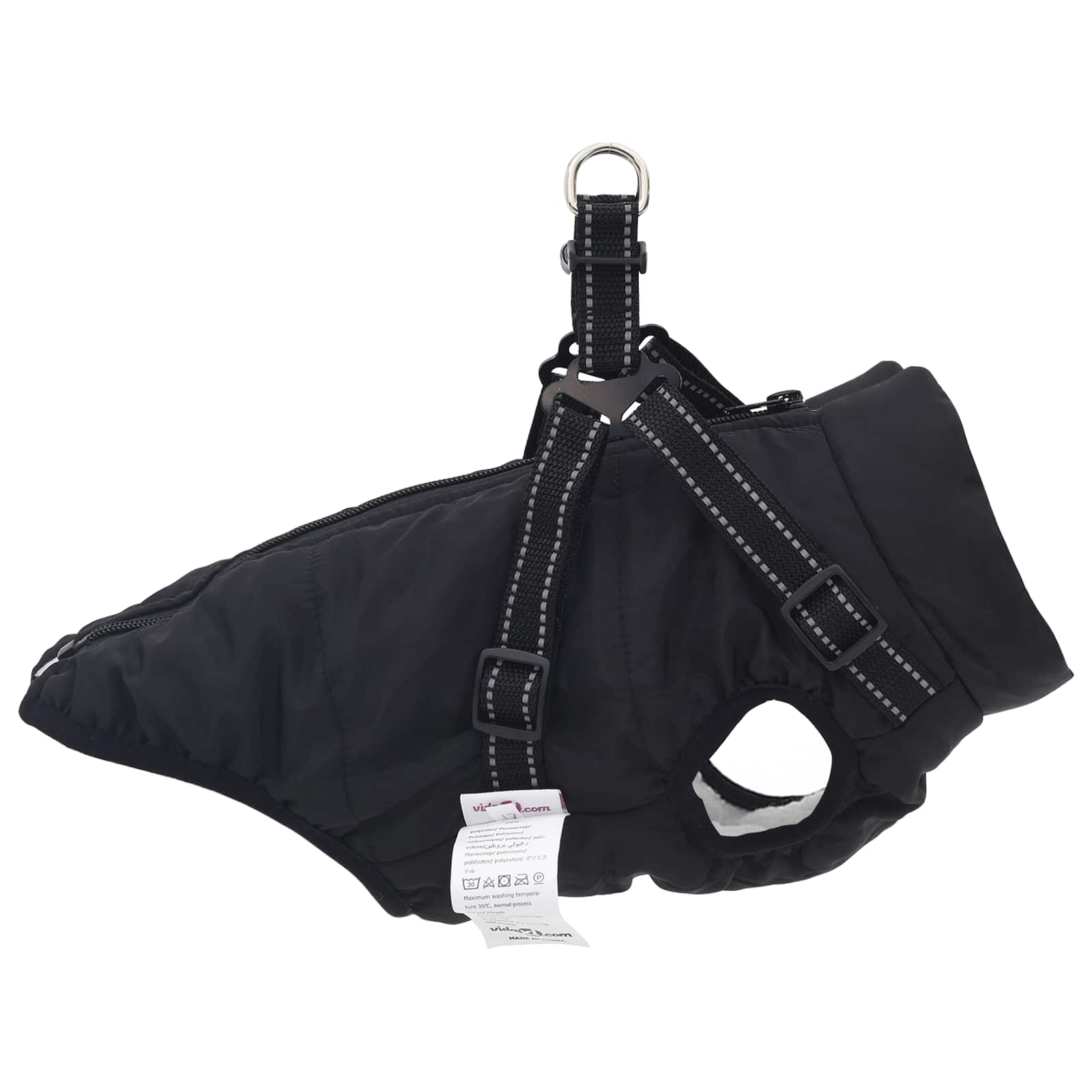 Hundemantel Schwarz L32 Fleece und Polyester