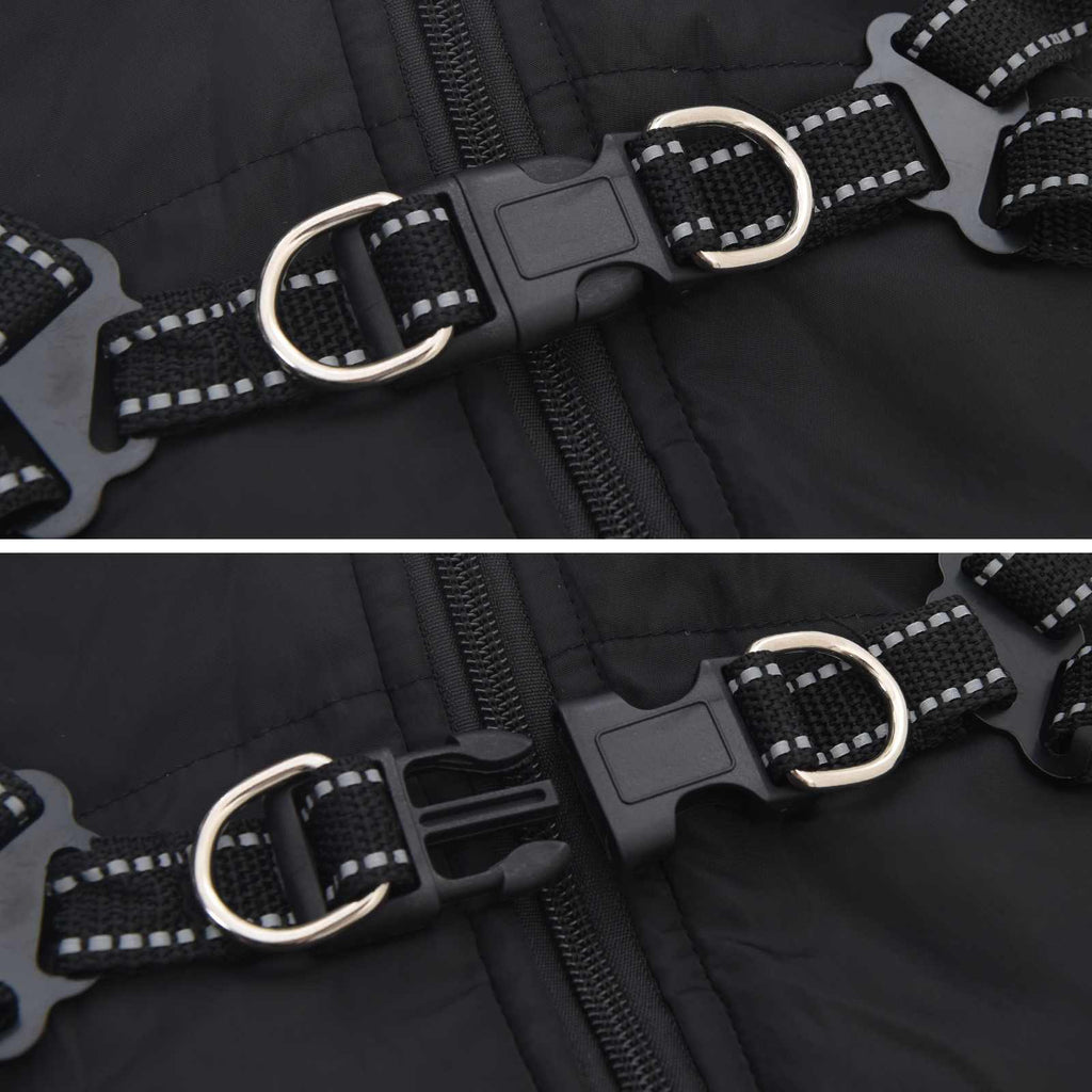 Hundemantel Schwarz L36 Fleece und Polyester