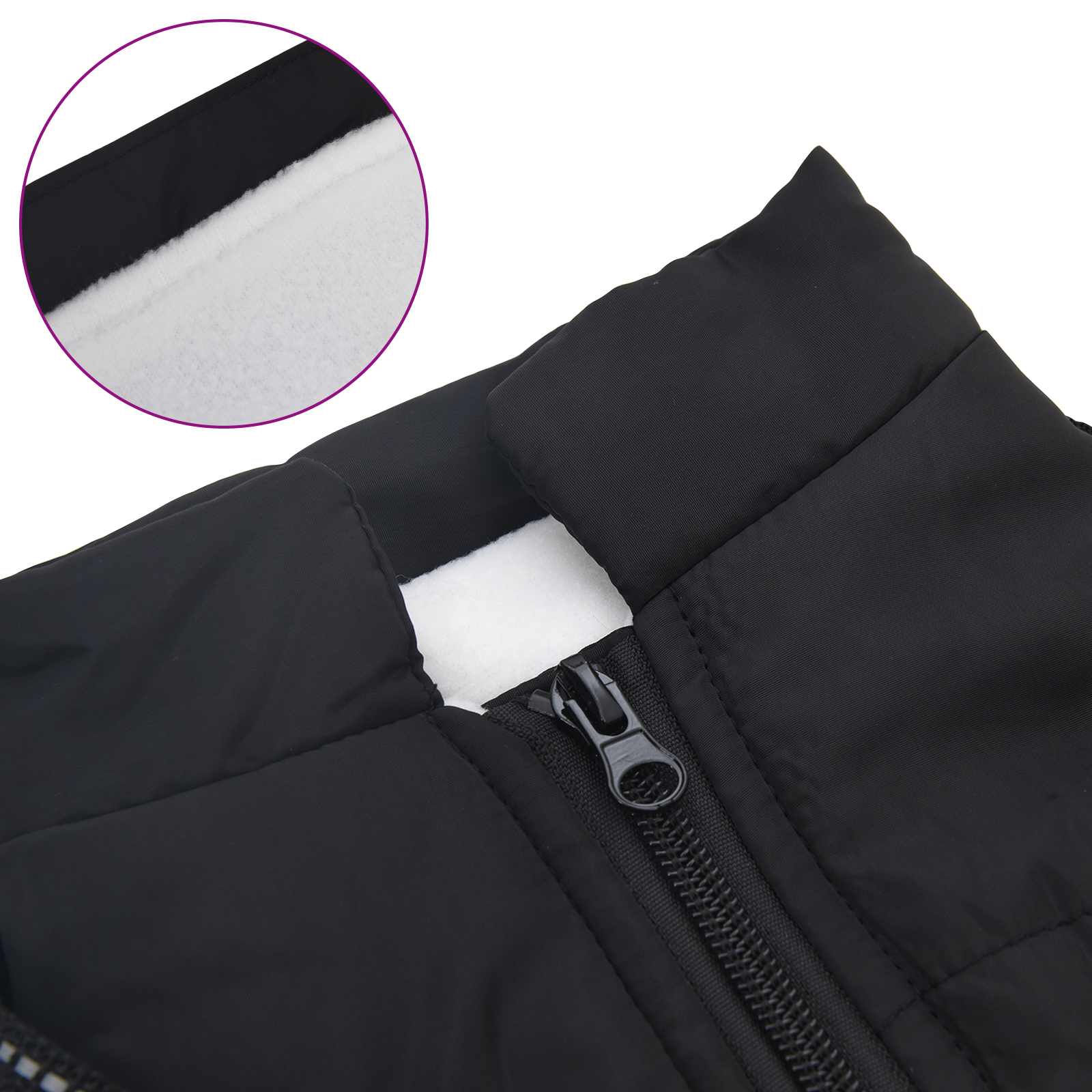 Hundemantel Schwarz L36 Fleece und Polyester