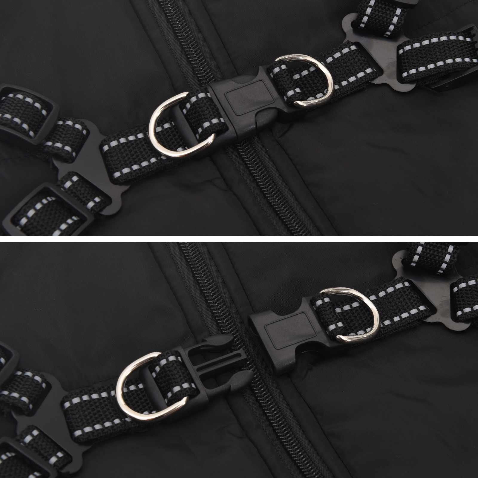 Hundemantel Schwarz L48 Fleece und Polyester
