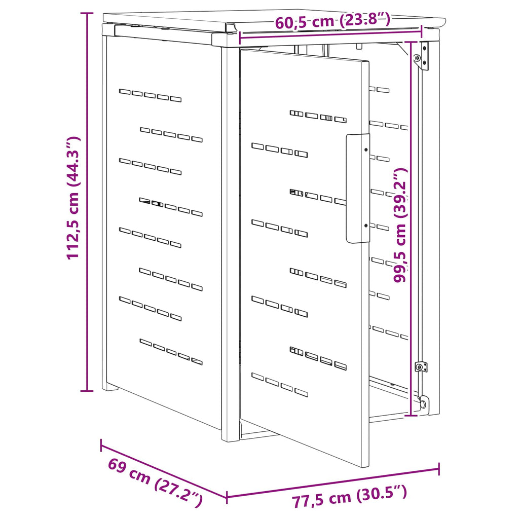 Mülltonnenbox for 1 Bin 240L Schwarz