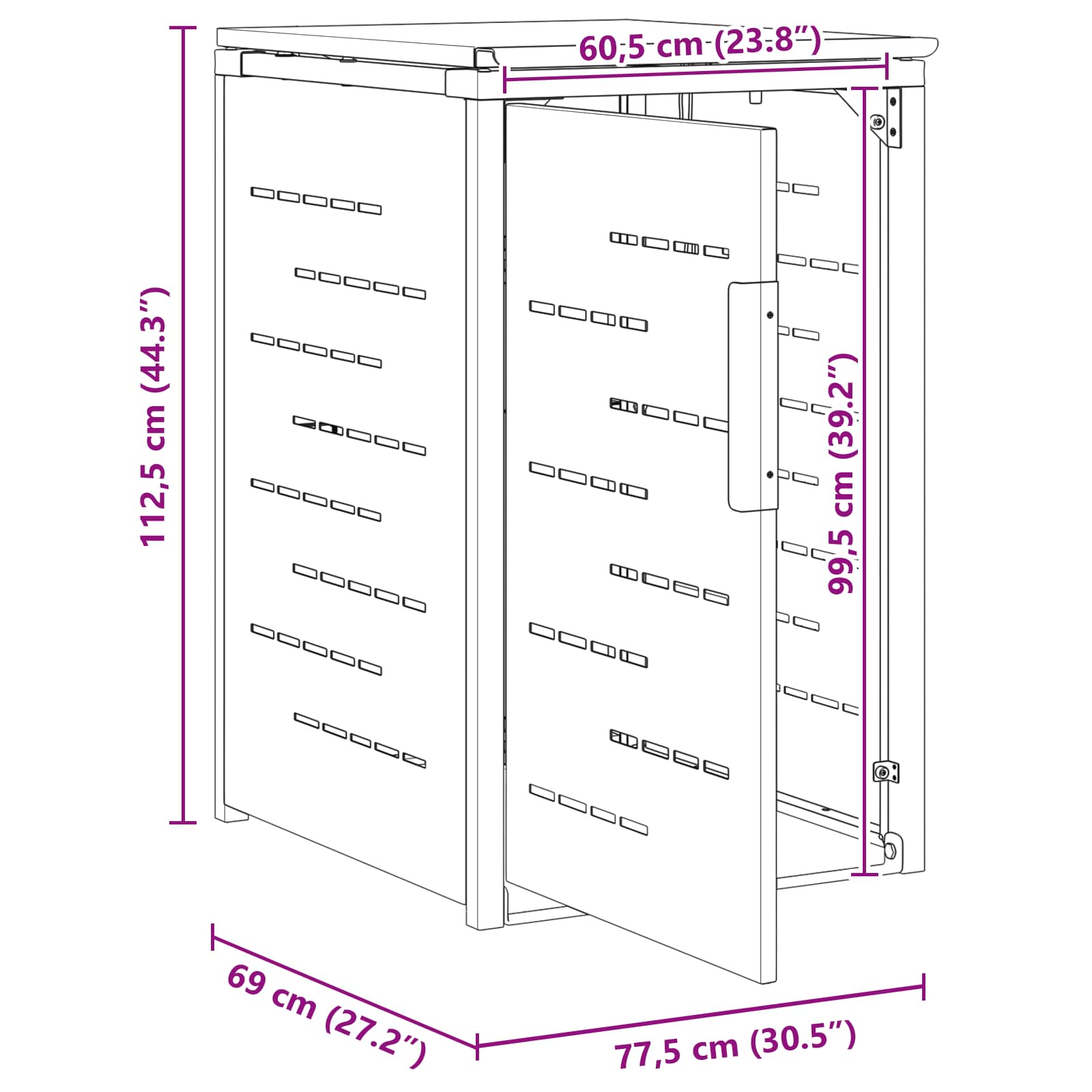 Mülltonnenbox for 1 Bin 240L Schwarz