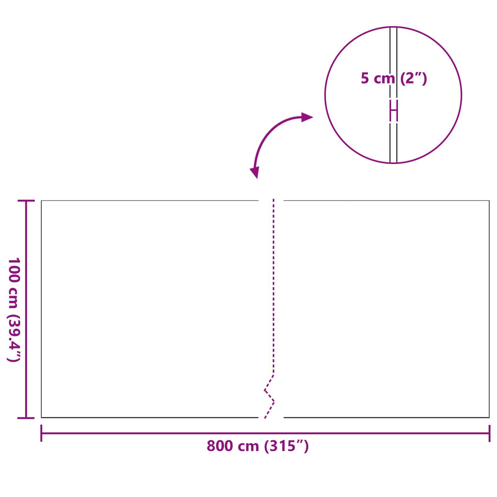 Kunstrasen Grün 1 x 8 m / 50 mm PP und PE