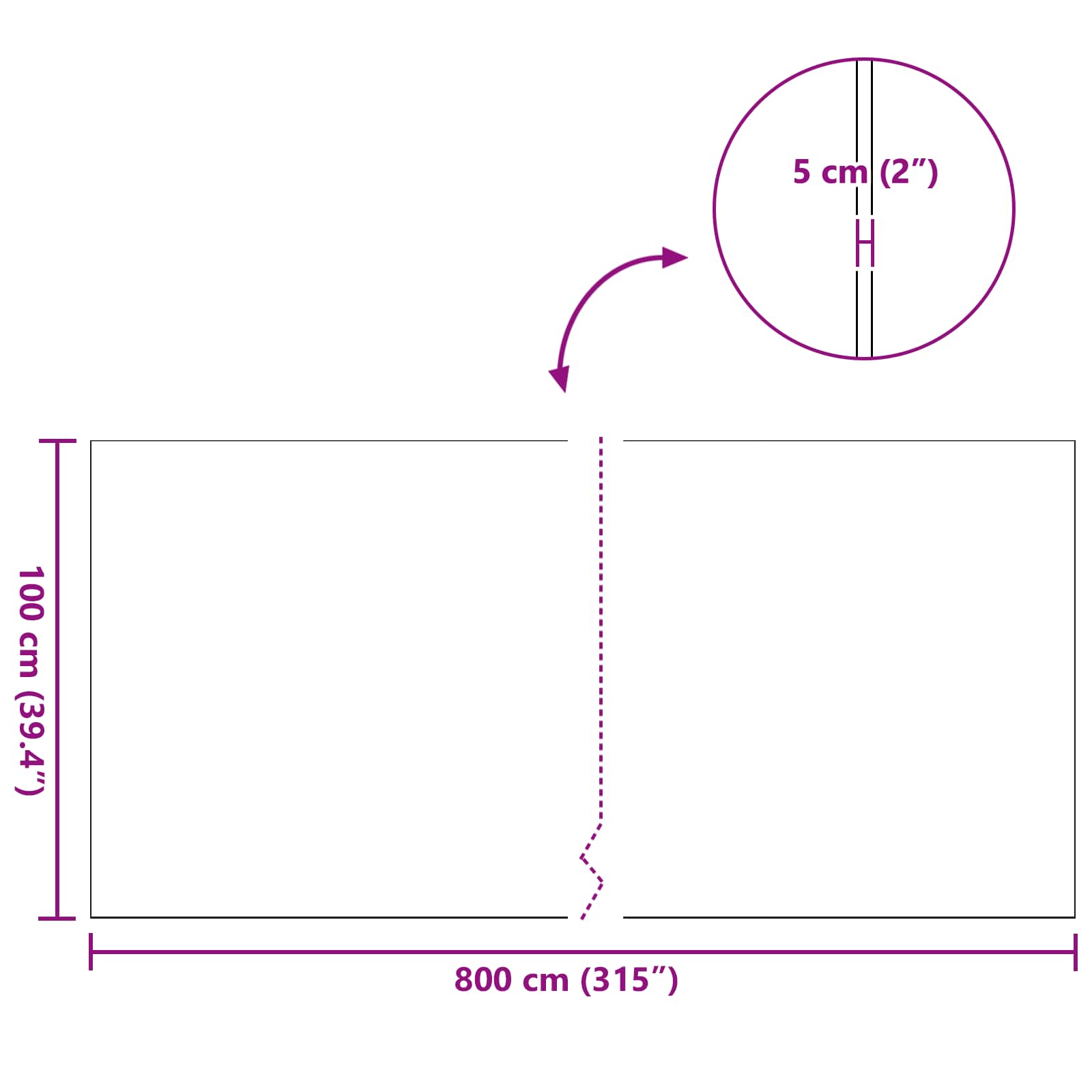Kunstrasen Grün 1 x 8 m / 50 mm PP und PE