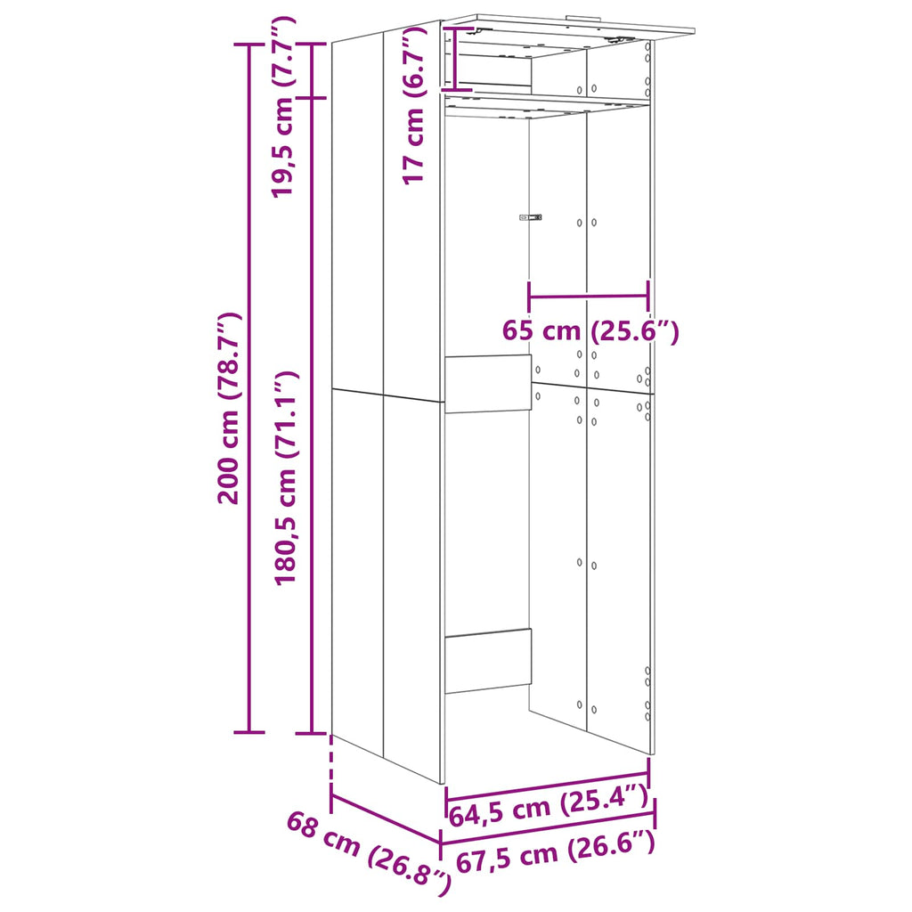 Waschmaschinen-Schrank Weiß 67,5 x 68 x 200 cm Holzwerkstoff