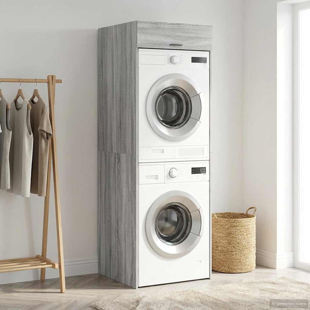 Waschmaschinen-Schrank mit Tür Graues Sonoma 67,5 x 68 x 200 cm