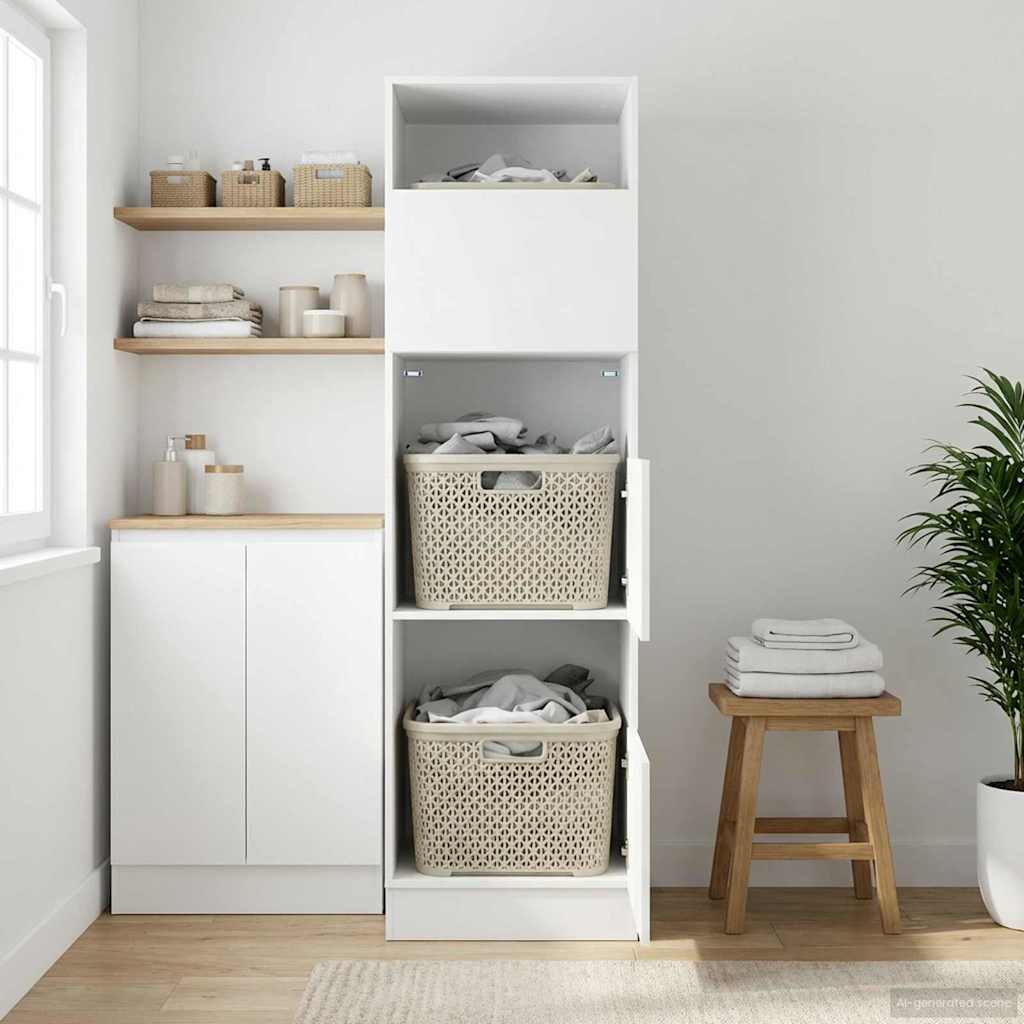 Wäscheschrank mit Tür Schwarz Eichen-Optik 50 x 68 x 162 cm