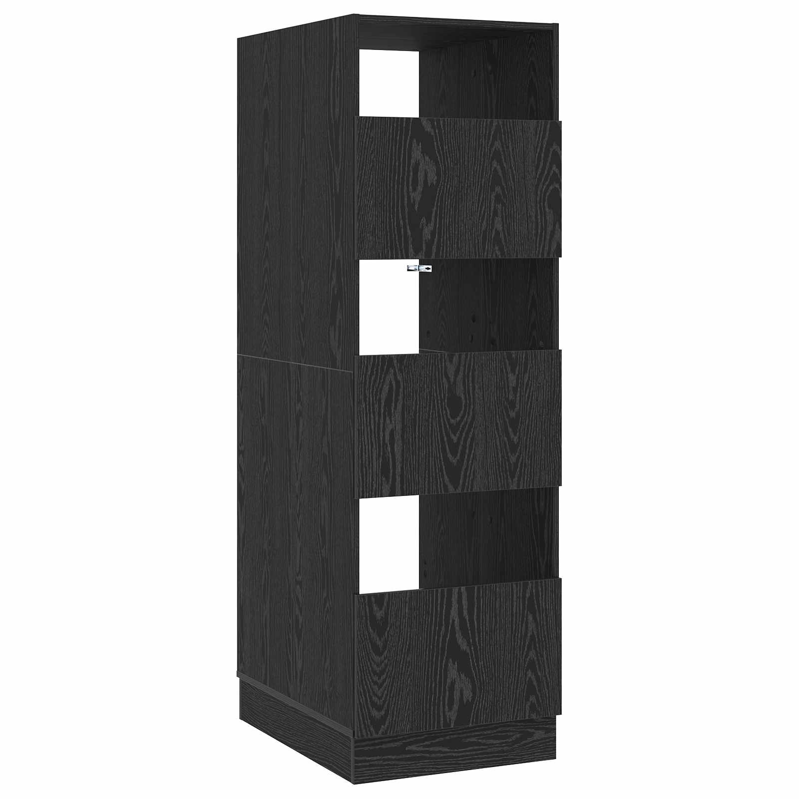 Wäscheschrank mit Tür Schwarz Eichen-Optik 50 x 68 x 162 cm