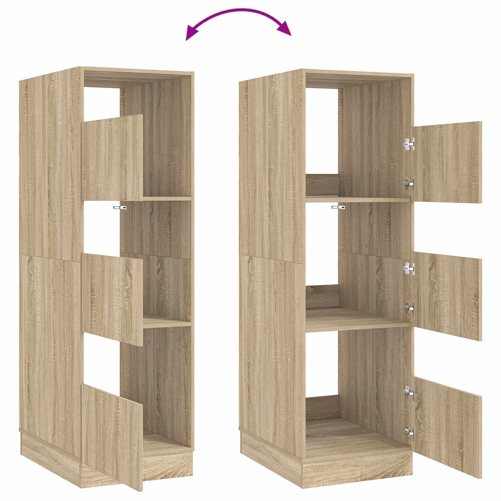 Wäscheschrank mit Tür Sonoma 50 x 68 x 162 cm Holzwerkstoff