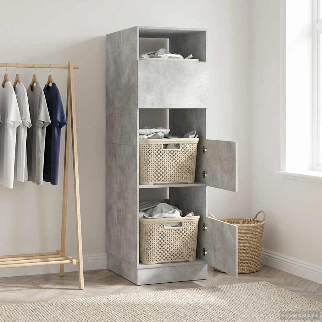 Wäscheschrank mit Speicher Beton 50 x 68 x 162 cm Holzwerkstoff