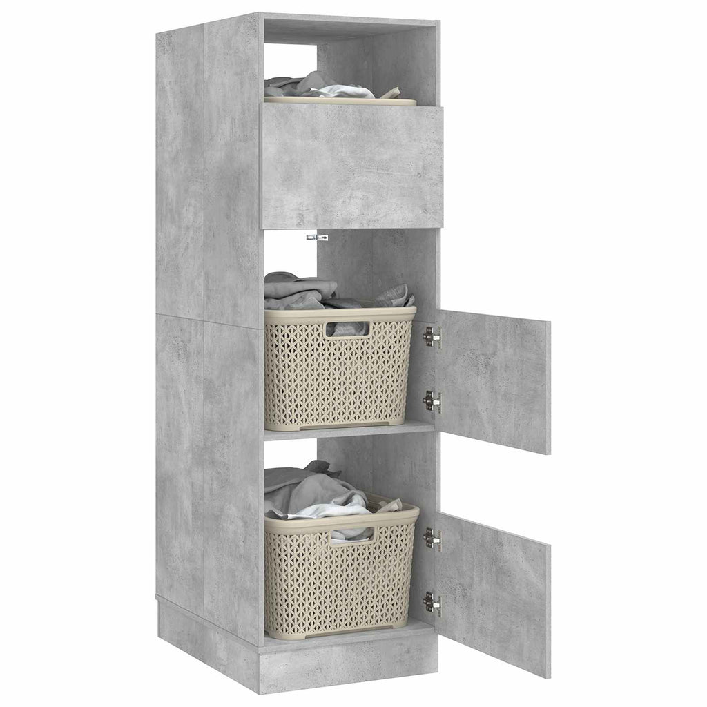 Wäscheschrank mit Speicher Beton 50 x 68 x 162 cm Holzwerkstoff