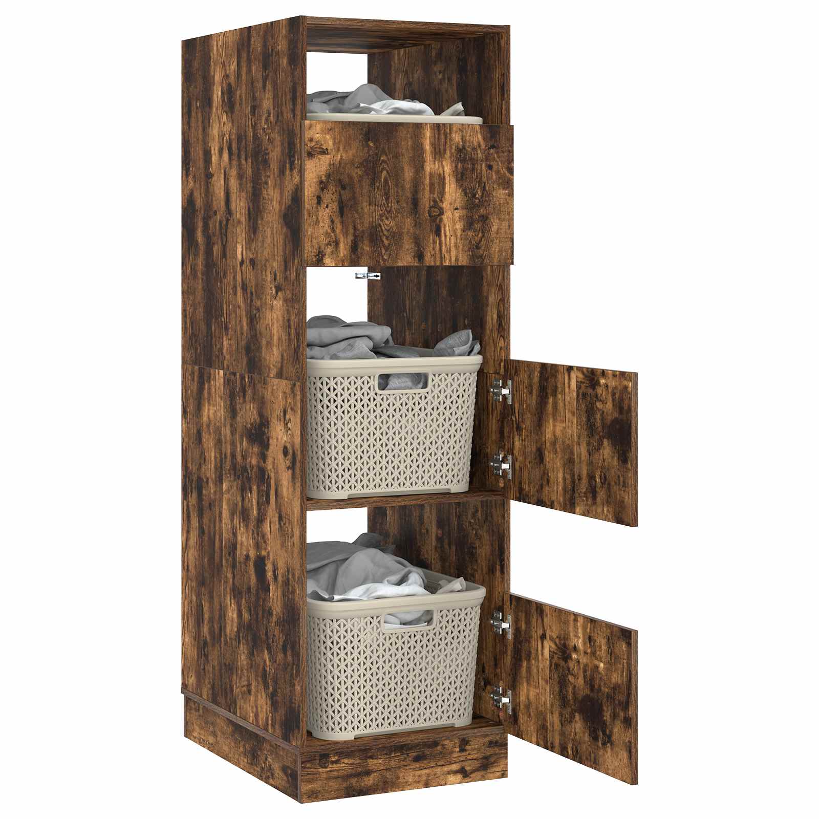Wäscheschrank Geräucherte Eiche 50 x 68 x 162 cm Holzwerkstoff