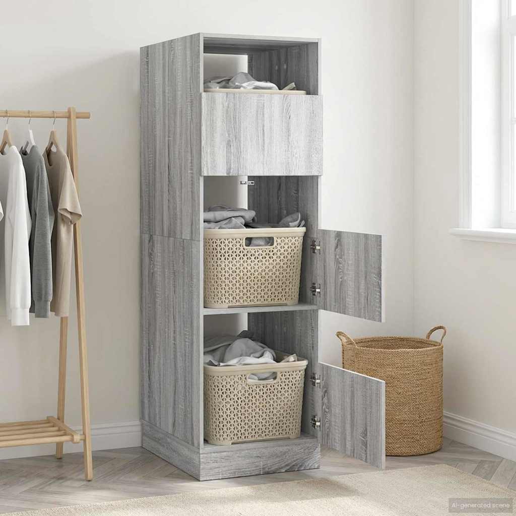 Wäscheschrank Graues Sonoma 50 x 68 x 162 cm Holzwerkstoff