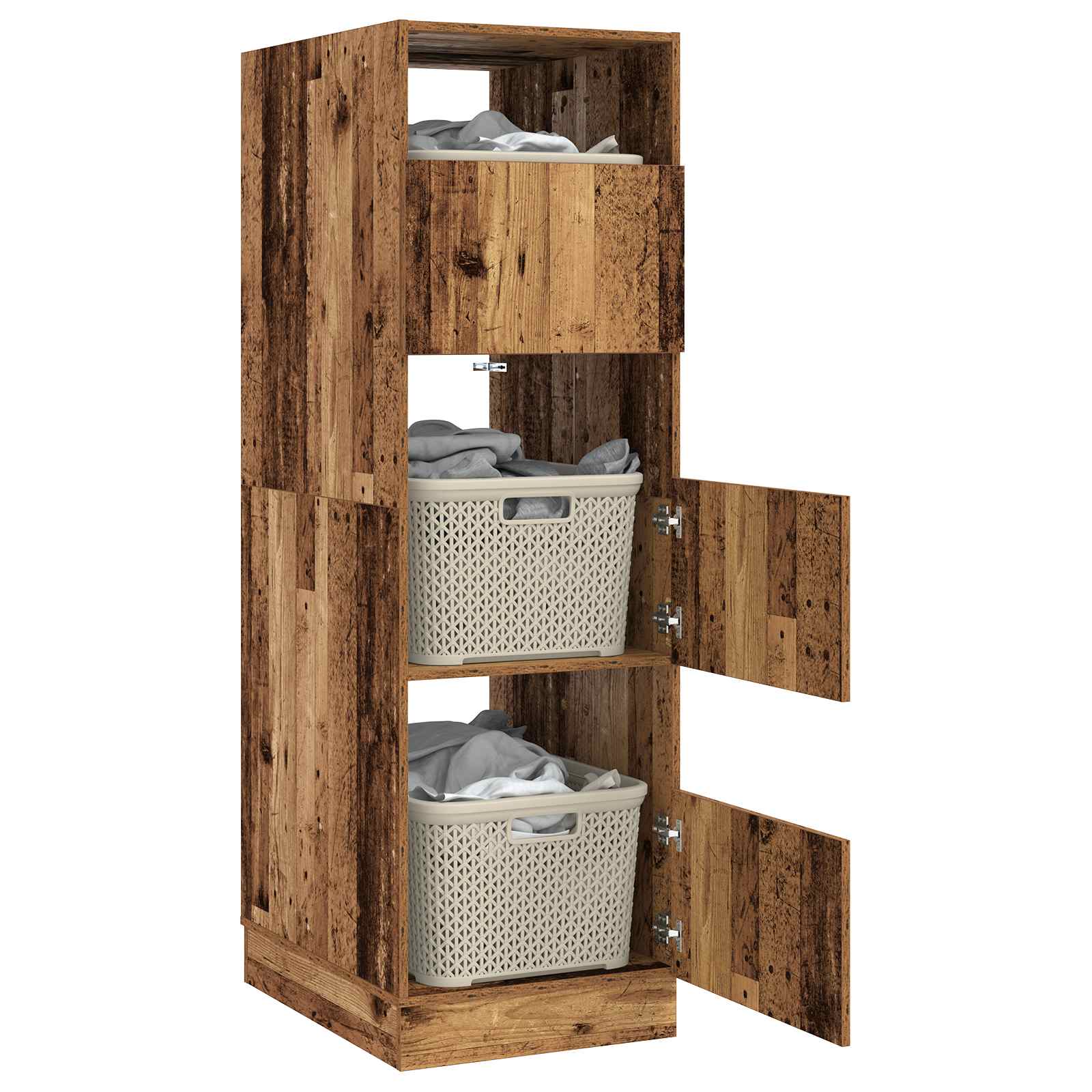 Wäscheschrank mit Speicher mit Tür Altholz Holzwerkstoff