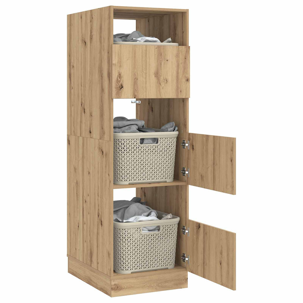 Wäscheschrank mit Speicher mit Tür Artisan-Eiche Holzwerkstoff