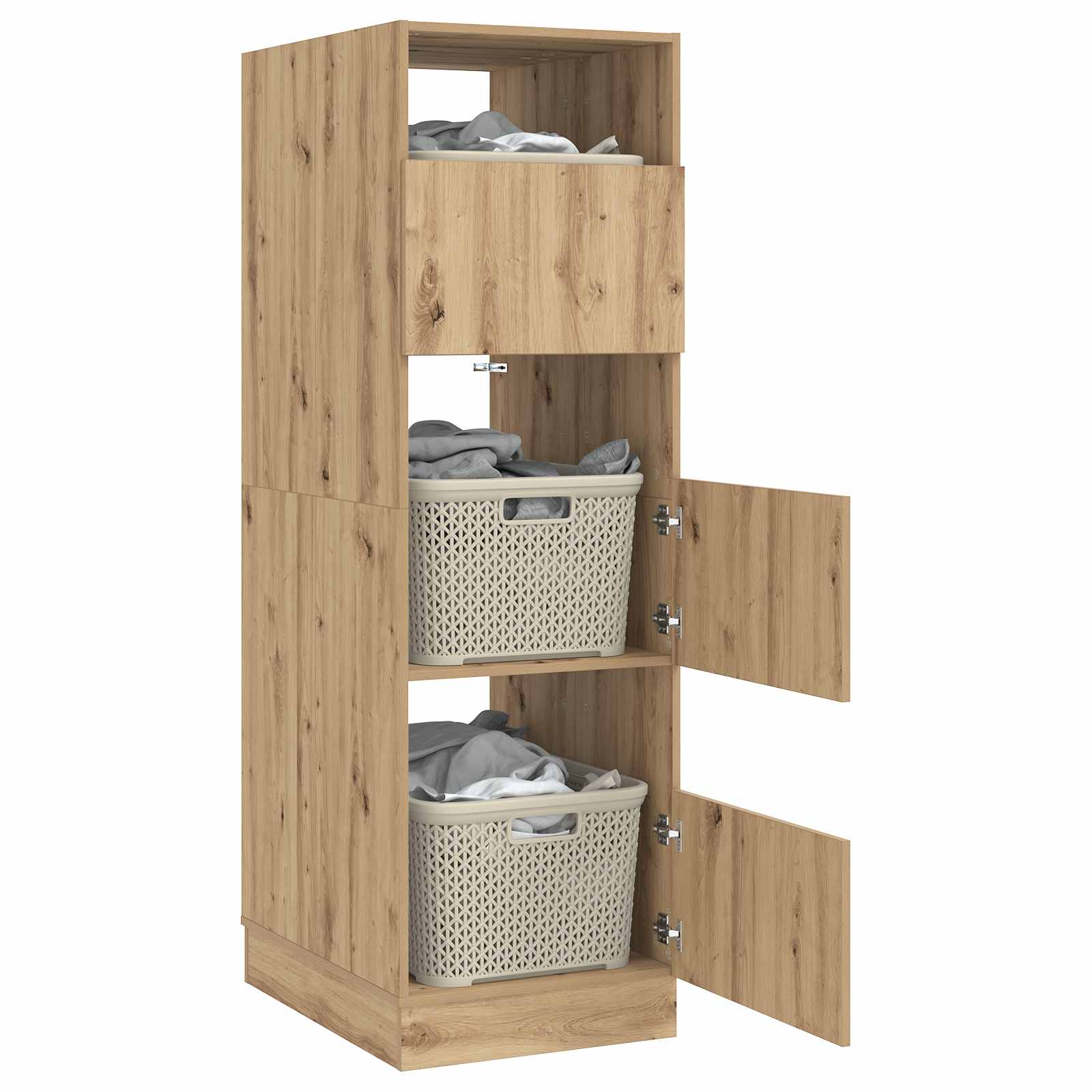 Wäscheschrank mit Speicher mit Tür Artisan-Eiche Holzwerkstoff
