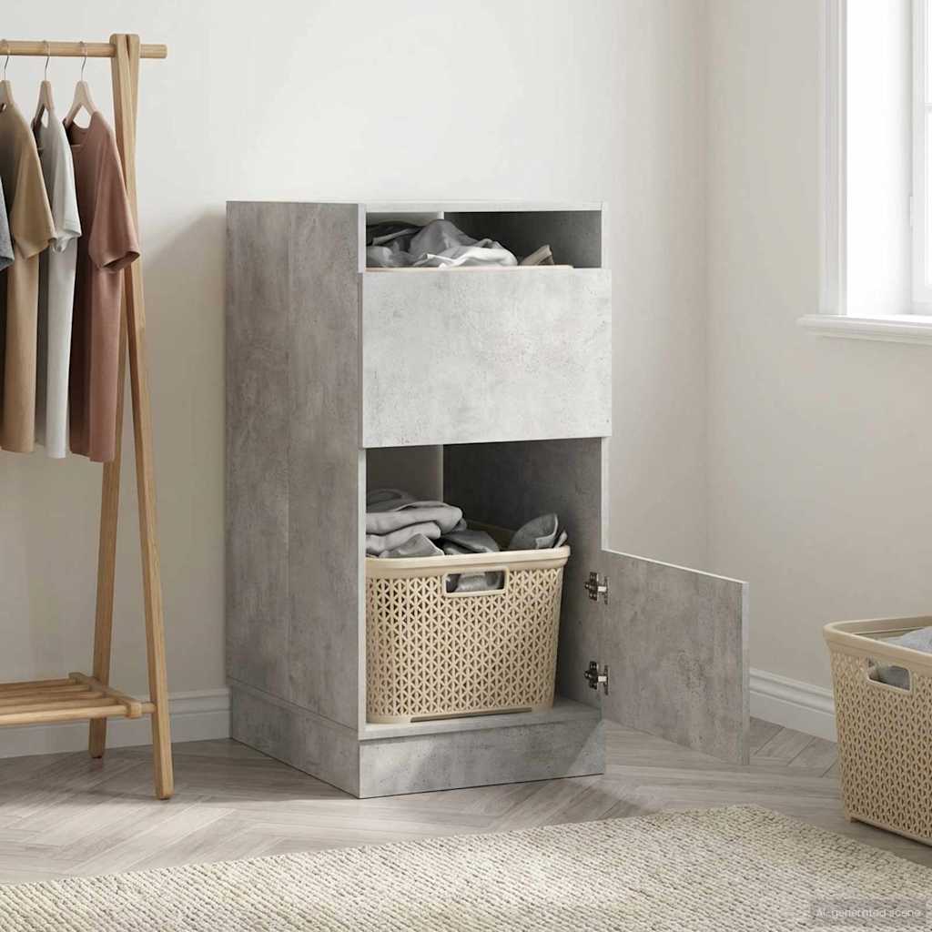 Wäscheschrank mit Speicher mit Tür Beton Holzwerkstoff