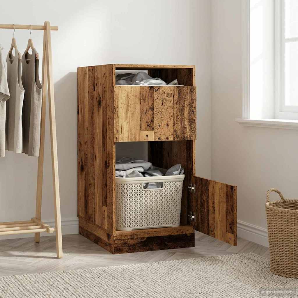 Wäscheschrank mit Tür Altholz 50 x 68 x 102 cm Holzwerkstoff