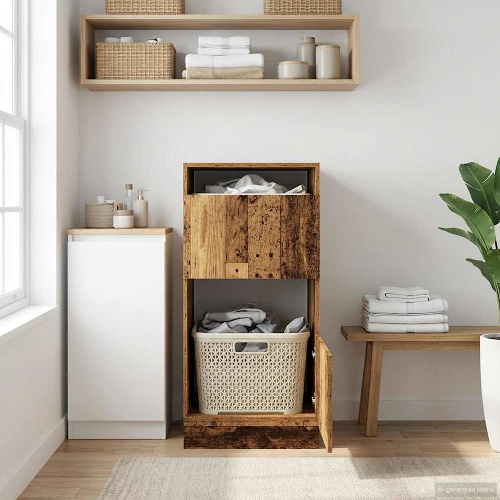 Wäscheschrank mit Tür Altholz 50 x 68 x 102 cm Holzwerkstoff