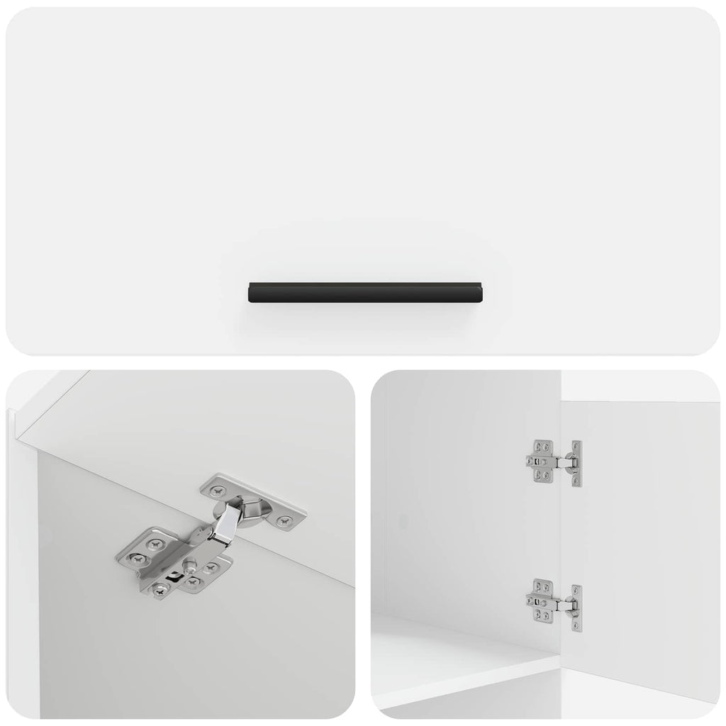 Wäscheschrank Set mit Speicher 2 pcs Weiß Holzwerkstoff