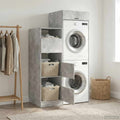 Wäscheschrank-Set mit Speicher 2 Stk. Beton Holzwerkstoff