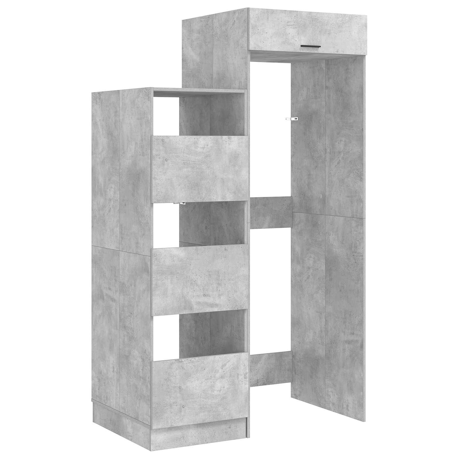 Wäscheschrank-Set mit Speicher 2 Stk. Beton Holzwerkstoff