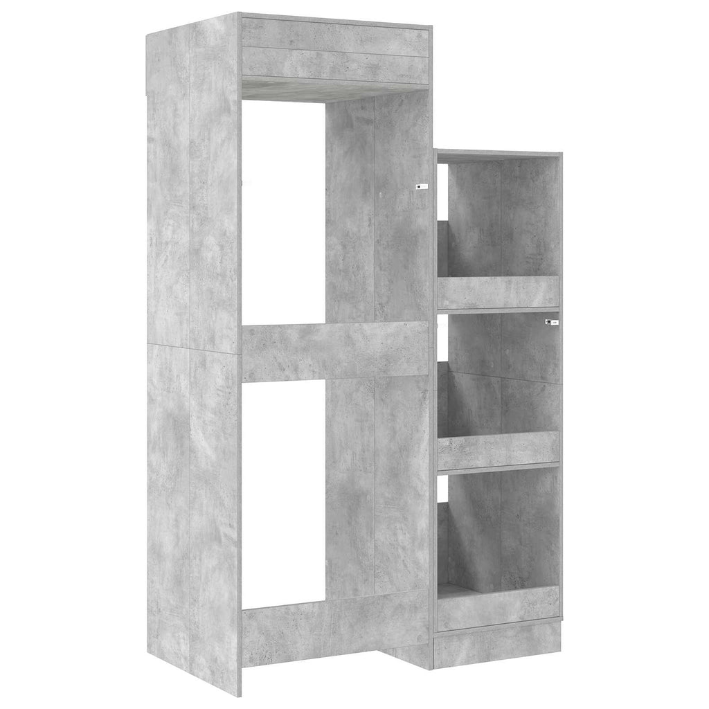 Wäscheschrank-Set mit Speicher 2 Stk. Beton Holzwerkstoff
