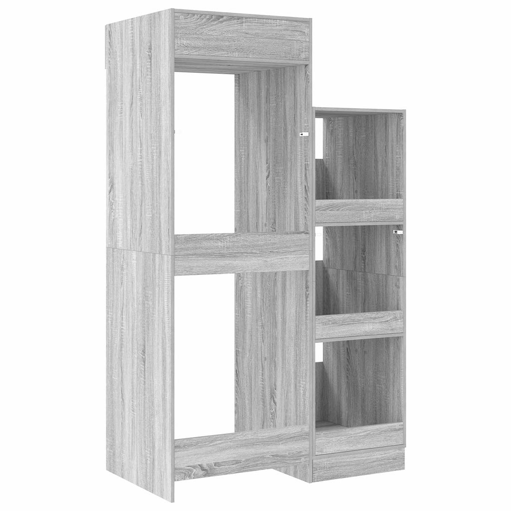 Wäscheschrank-Set 2 Stk. Graues Sonoma Holzwerkstoff