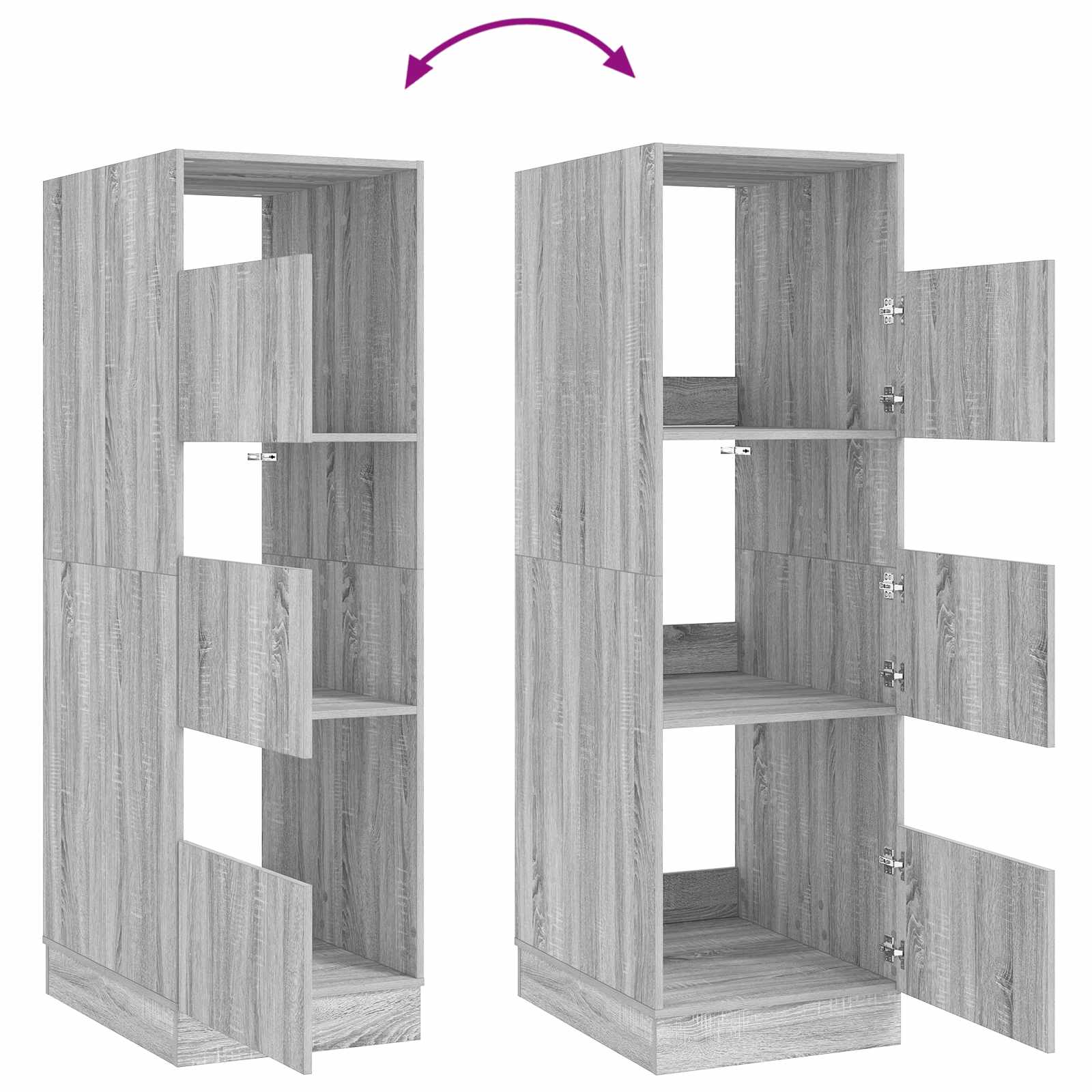 Wäscheschrank-Set 2 Stk. Graues Sonoma Holzwerkstoff