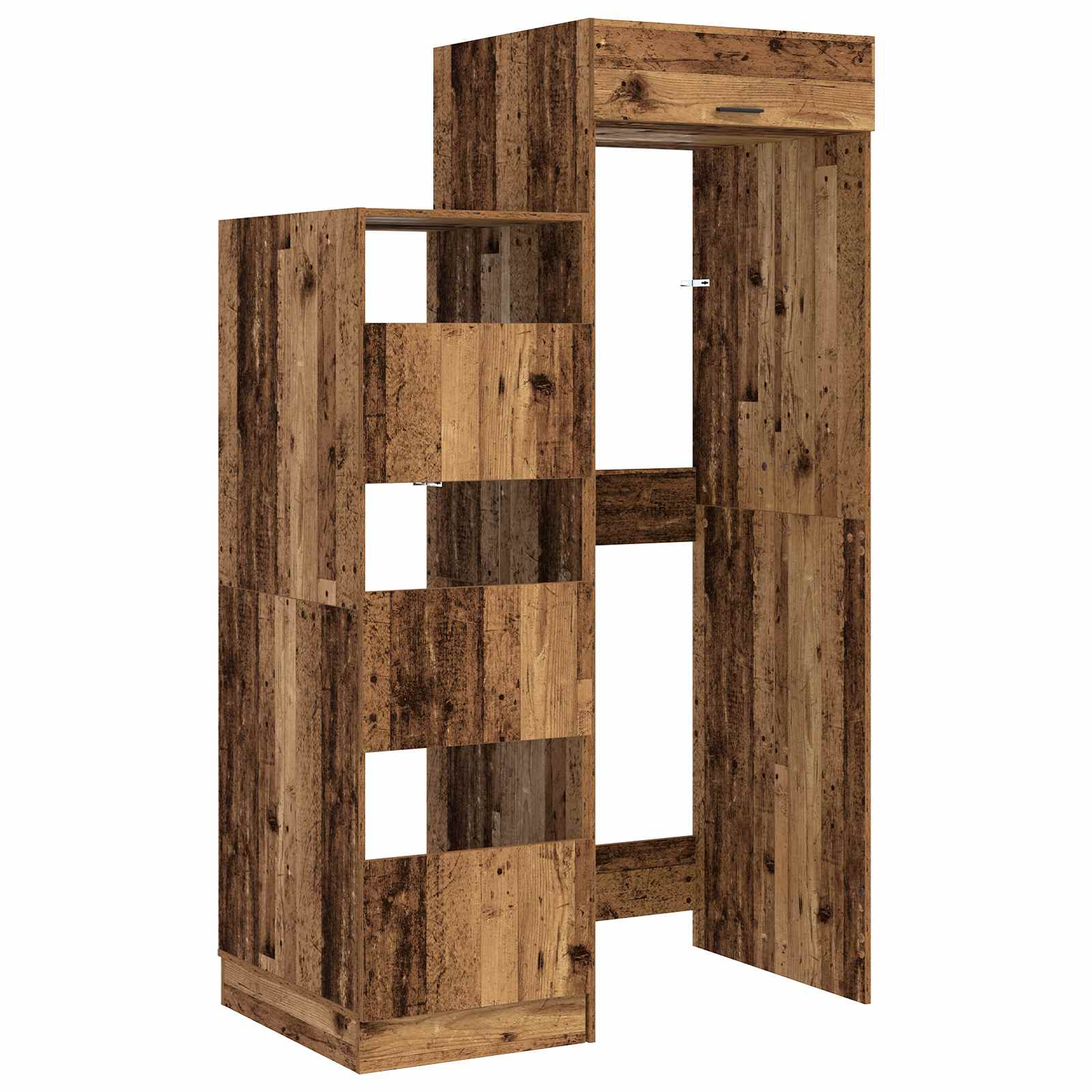 Wäscheschrank-Set mit Speicher 2 Stk. Altholz Holzwerkstoff