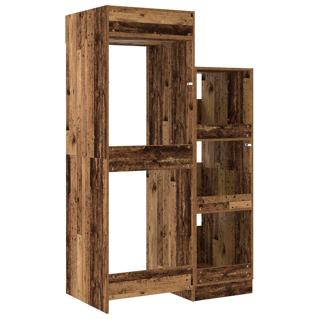 Wäscheschrank-Set mit Speicher 2 Stk. Altholz Holzwerkstoff