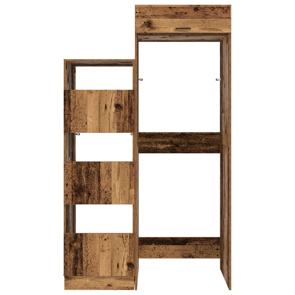 Wäscheschrank-Set mit Speicher 2 Stk. Altholz Holzwerkstoff