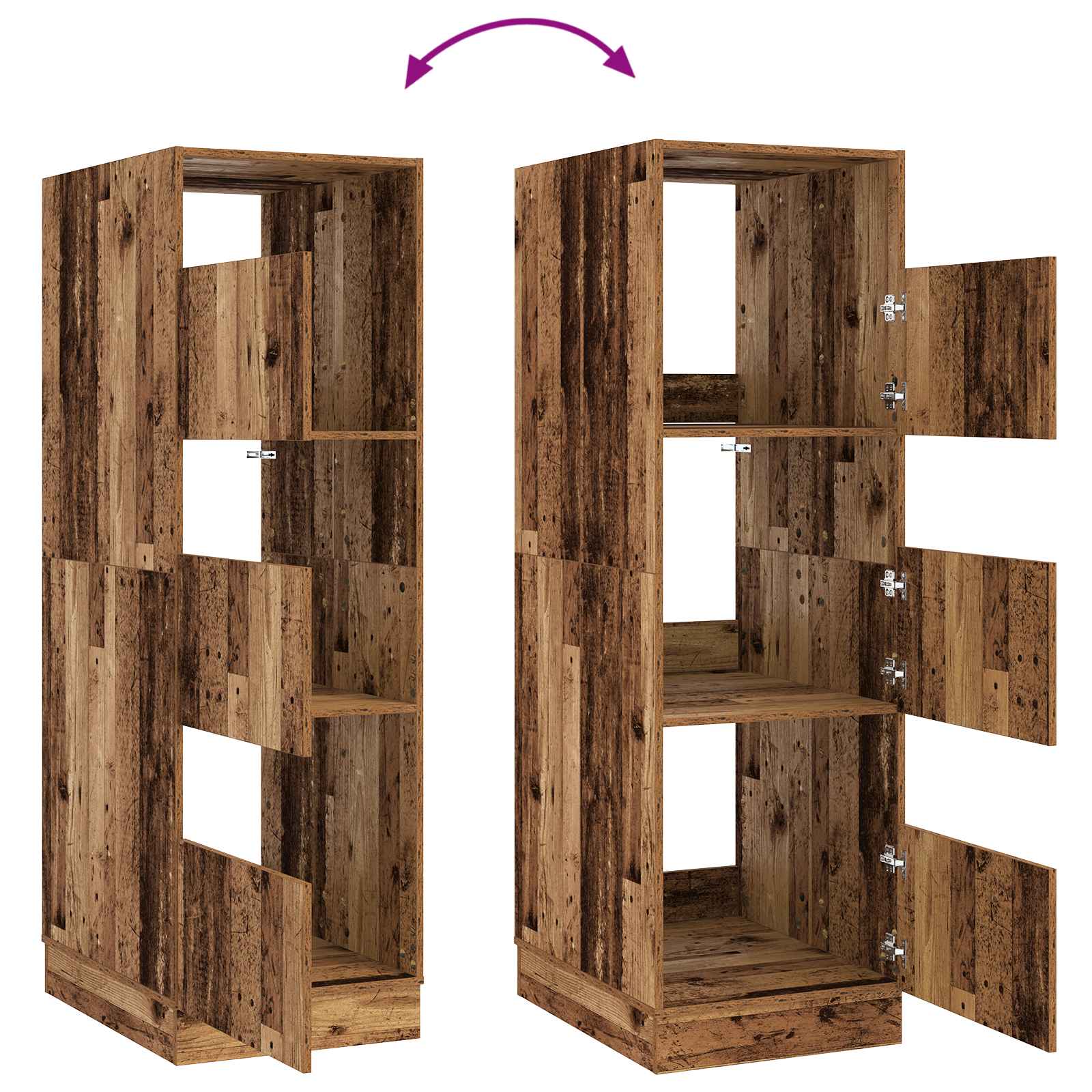 Wäscheschrank-Set mit Speicher 2 Stk. Altholz Holzwerkstoff