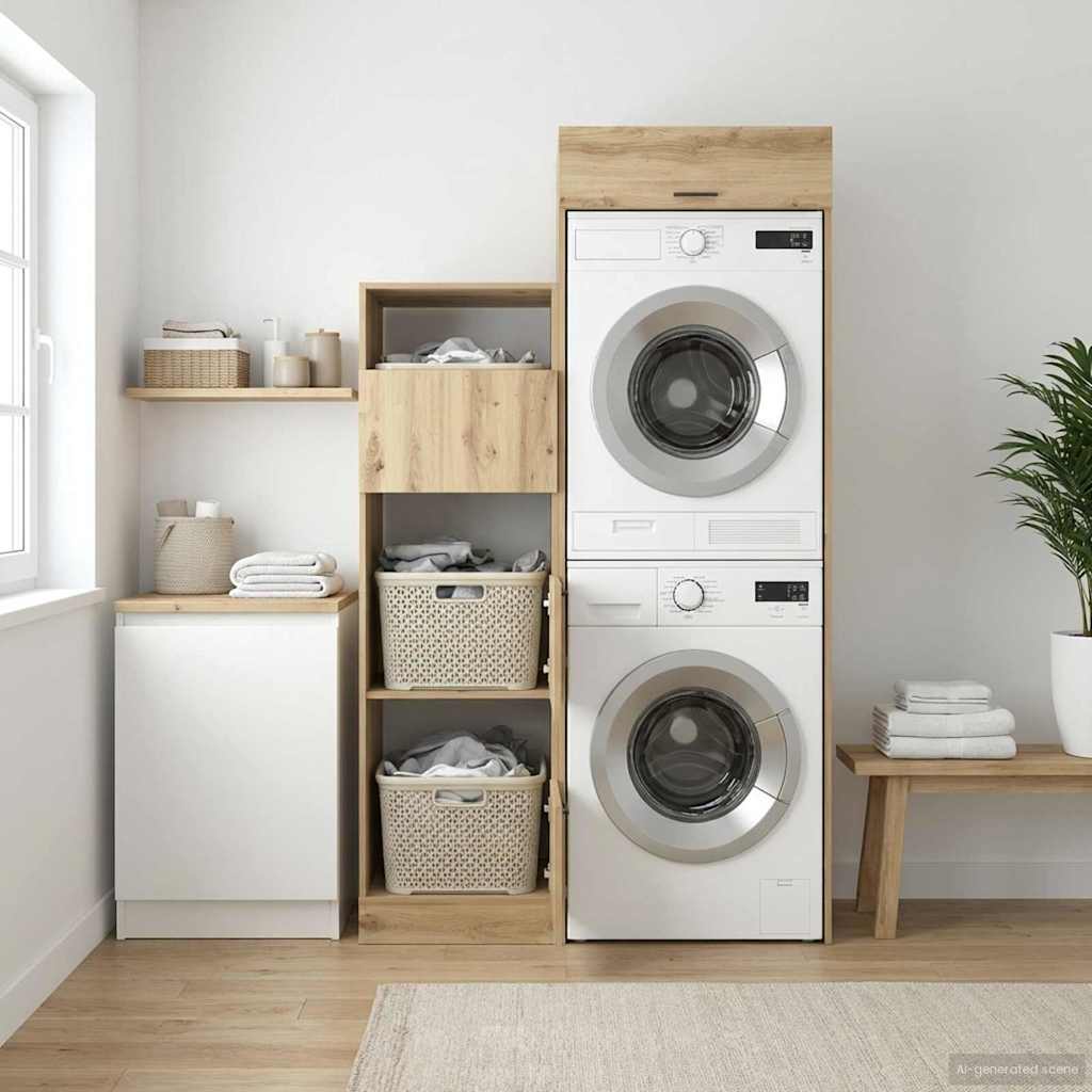 Wäscheschrank-Set 2 Stk. Artisan-Eiche Holzwerkstoff