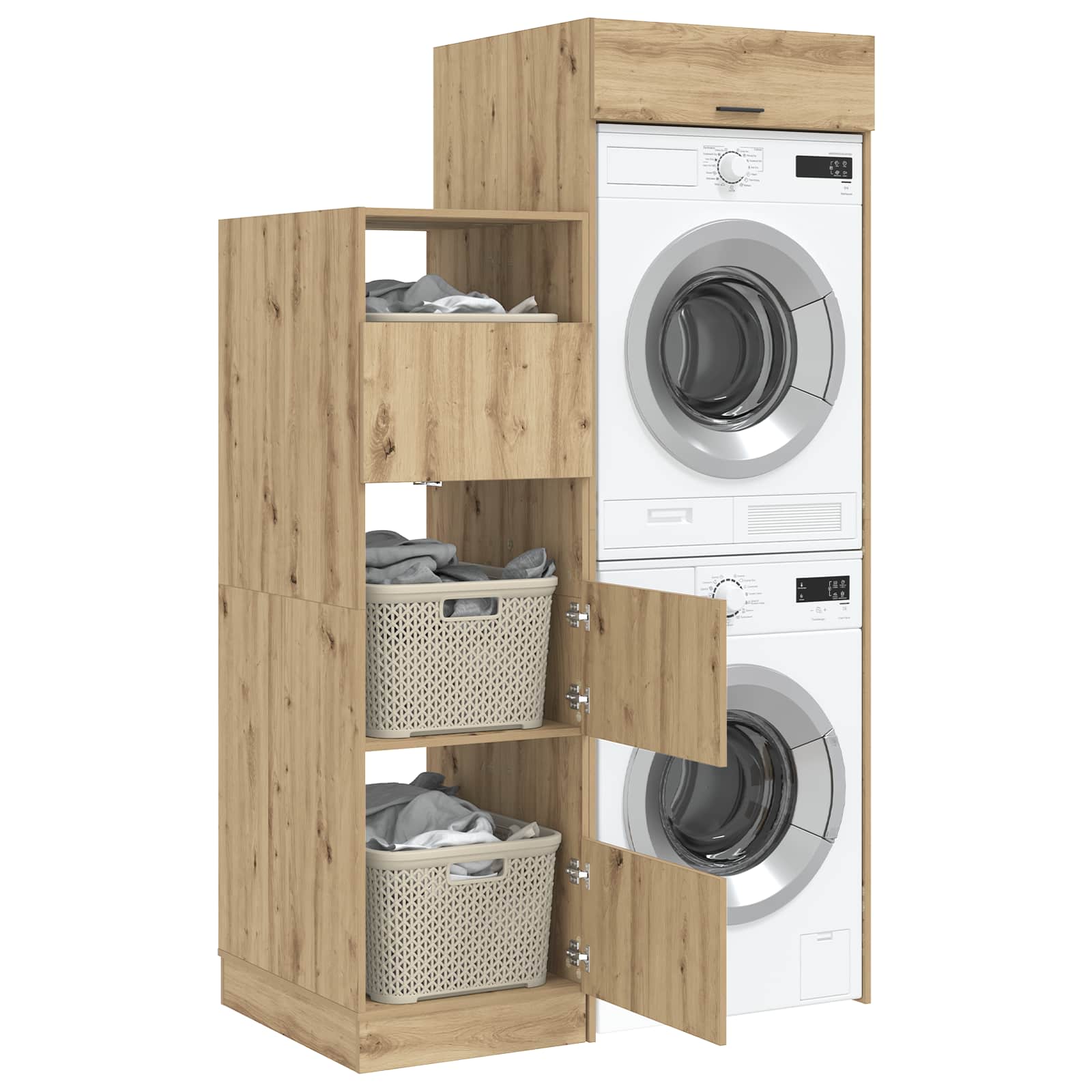 Wäscheschrank-Set 2 Stk. Artisan-Eiche Holzwerkstoff