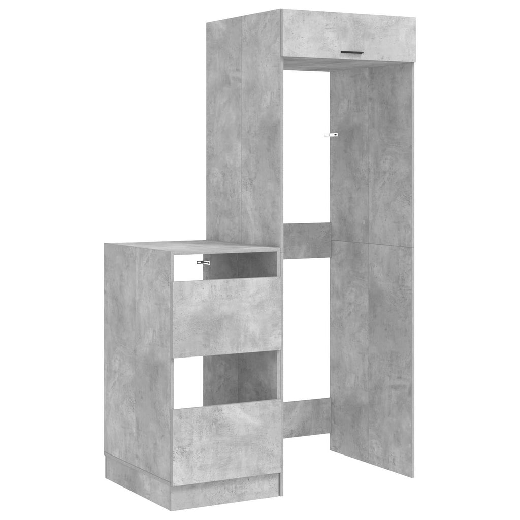 Wäscheschrank-Set mit Speicher 2 Stk. Beton Holzwerkstoff
