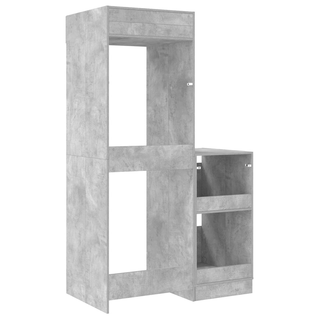 Wäscheschrank-Set mit Speicher 2 Stk. Beton Holzwerkstoff